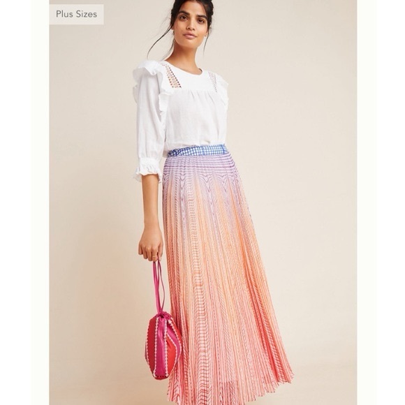 Anthropologie Dresses & Skirts - Anthropologie Geisha Designs Dawn Colorful Pleated Maxi Skirt Palm Beach Boho 6